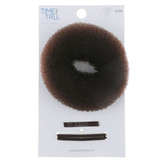 Lot 6 Time And Tru Large 4.5″ Bun Shaper Kit Brown + Bobby Pins Elastic Ponies