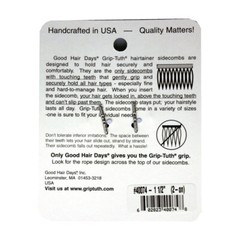4 Combs x Good Hair Days Grip-Tuth® 1 1/2″ Black Tuck combs Made in USA 40074