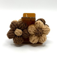 Brown & Tan Crochet Flower Claw Clip, Small, Hair Accessories