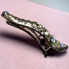 Silver Tone Clear Rhinestone Metal Hair Clip Barrette for Women Classic