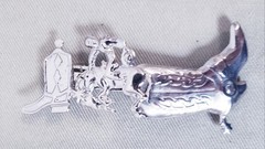 VINTAGE WESTERN COWGIRL STEER BOOT METAL HAIR BARRETTE HAIR ACCESSORY