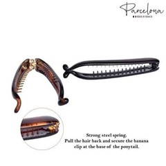 Parcelona French Small 3 ¾” Celluloid Set of 2 Banana Hair Clips for Women