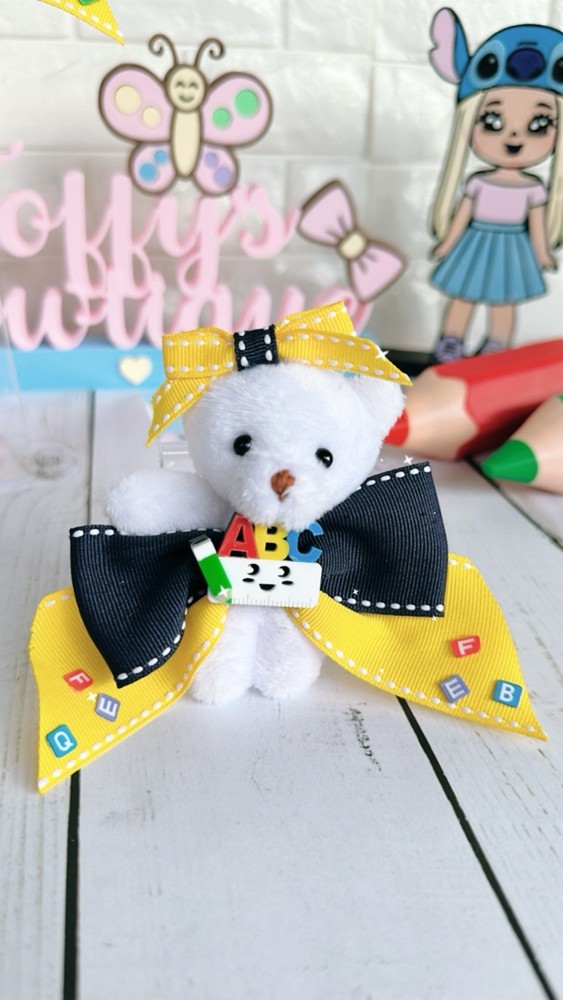 school hair clip, teddy bear for hair,hair accessories, handmade girls hair clip