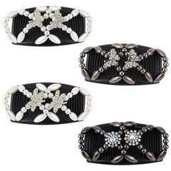 4Pcs Magic Hair Combs, Stretch Beaded Hair Combs Stretchy Double Hair Side Combs