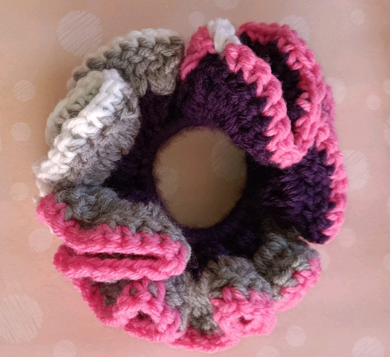 Handmade Crochet Scrunchie. Multiple Colors, Woman Teen Kids hair accessories.
