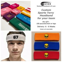 Couver Premium Quality Terry Solid Color Headband / Sweatband – 1 Piece