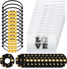 Hicarer 30 Pieces Team Gifts Set: Softball Charm Bracelets Scrunchie Zipper Bag