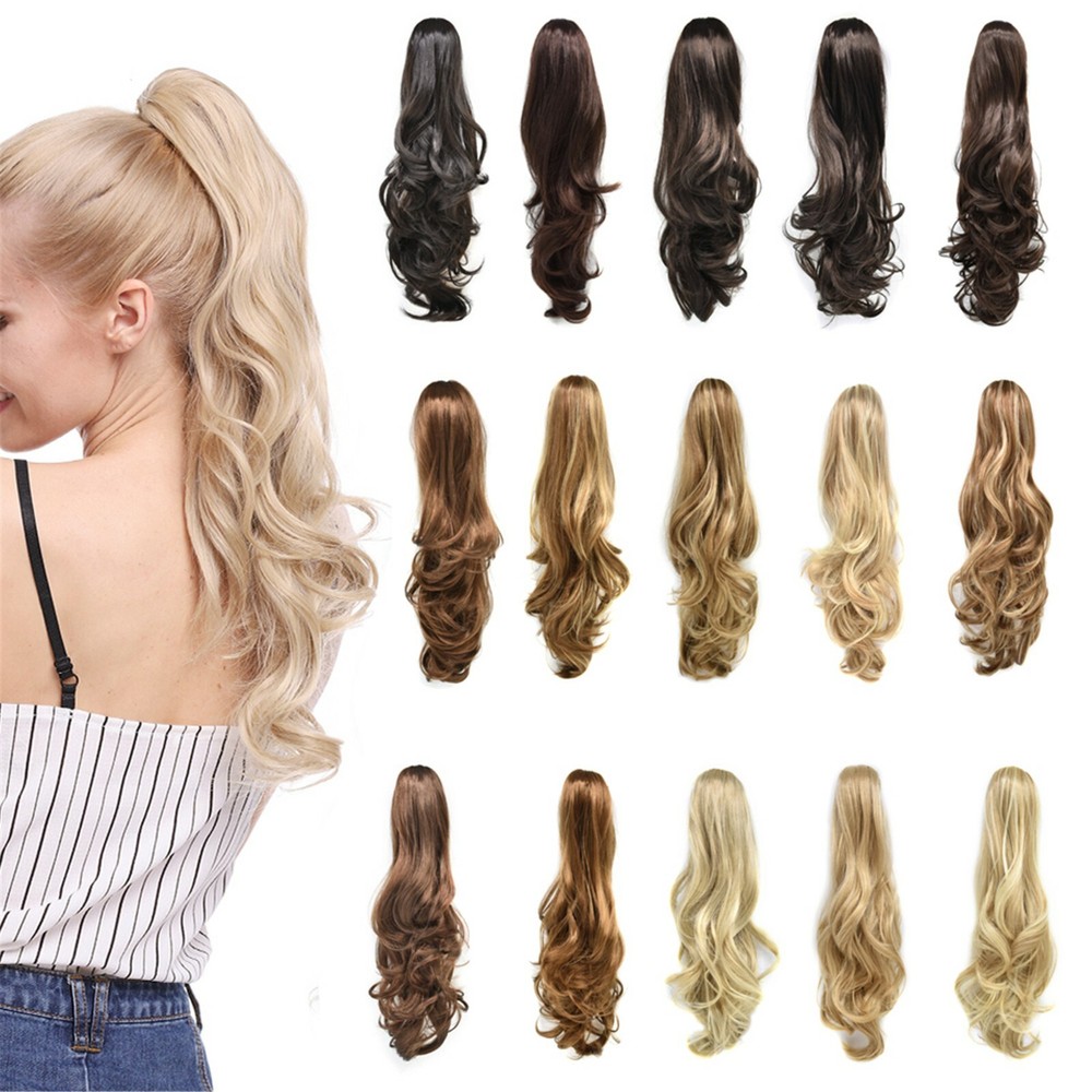 Thick Jaw Claw Clip In Ponytail Curly Wavy Long Hair Extension Natural As Human