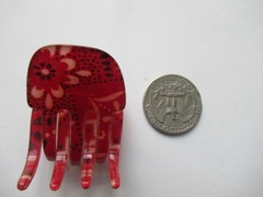 NWT FRANCE LUXE RED PAISLEY PATTERNED SMALL JAW – 1.5″ X 1″