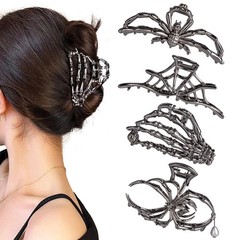 4 PCS Metal Spider Hair Claw Clips for Women, Goth Accessories, black