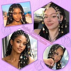 182Pcs Multicolor Seashell Hair Jewelry – Braids Cuffs, Rings, Dreadlock Charms