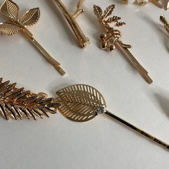 16 Gold Feather Leaf Flower Metal Hair Clips Bobby Pins New Free Shipping