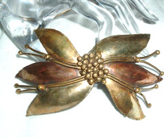 DESIGNER CRAFTED BRASS AND COPPER FLORAL 5″ HAIR BARRETTE