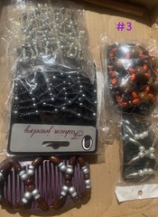 ORANGE Wood BUTTERFLY Style Magic Double Comb hair set stretchy 4″ wood beads