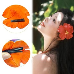 6 Pcs Hawaiian Flower Hair Clips for Women, 3.5 Inch Hawaiian Hibiscus Plumeria