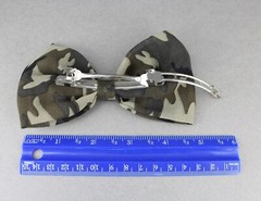 Camo camouflage print chiffon fabric big BOW 5″ wide barrette hair clip kawaii