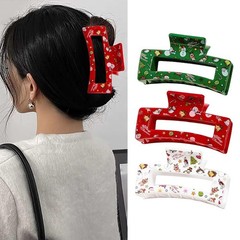 3Pcs Christmas Hair Claw Clips Red White Green 1 Count (Pack of 1), Set 1