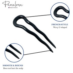 Parcelona French Mystic Large 3″ Cellulose Chignon U Shaped Hair Pins(Set of 3)