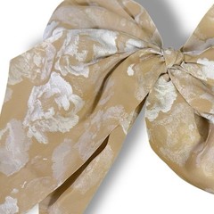 Free People Ethereal Dainty Rose Floral Twiggy Bow Barrette Neutral Tan Cream