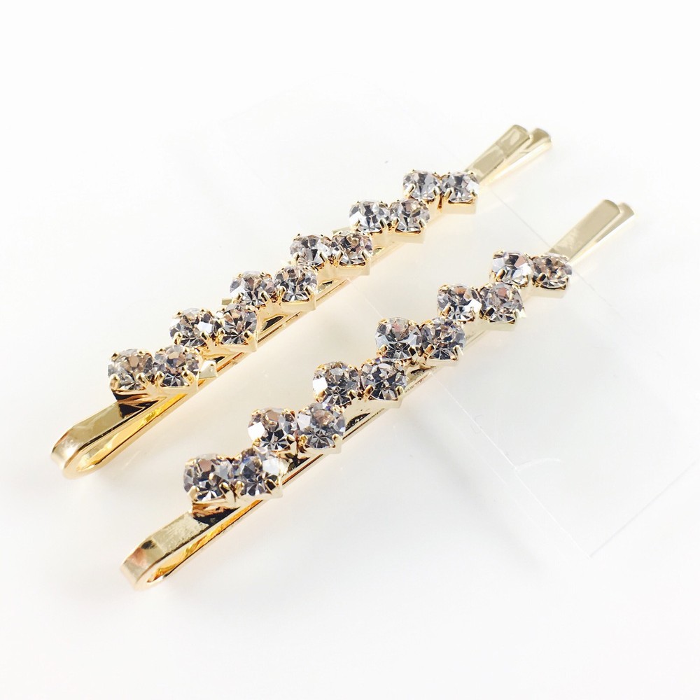 Simple Bobby Pin Rhinestone Crystal Hair Clip Hairpin Elegant Wedding Gold B26