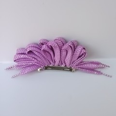 Vintage Shoelace French Hair Barrette-Lot Of 2-Metallic Thread-Purple-Pastel-80s