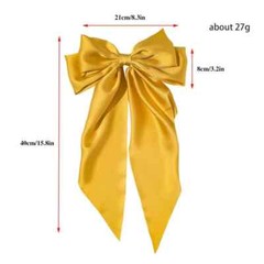 11 Solid Color Satin Ribbon Big Bows Hairpin Spring Clips Hair Accessories for