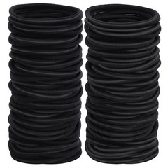 100Pcs Womens Elastics Hair Tie, 4MM Black Ponytail Holders Hair Bands, 2 Inch i