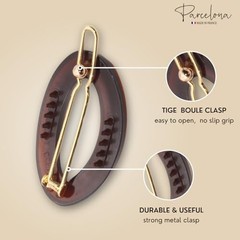 Parcelona French Eggie Oval Shell Mini Side Slide Barrette Hair Clips – 4 Pieces