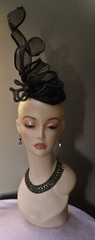 New women’s Cocktail Hat by Alexander &Hallatt in Black Crinoline & Buntal Straw