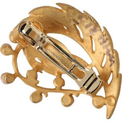 DOLCE & GABBANA Brooch Hair Pin Gold Brass Leaf Embellished Jewelry RRP 520usd