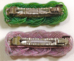 Lot of 2 Vintage Sun Violet Winny Beaded Braided Hair Barrettes Made in Japan
