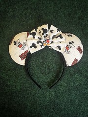 Disney Mickey Mouse Ears Bow Headband Lightweight Fabric Black White Red