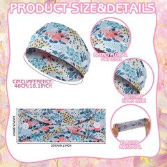12Pack Nurse Headbands with Buttons NonSlip Floral Ear Protection