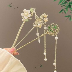 Birthday Gift | Jade Floral & Butterfly Hair Accessory – Vintage Oriental Style