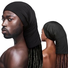 2 Pack Dreadlock Tube, Premium Silky Spandex, Lightweight & Stretchable (Black)
