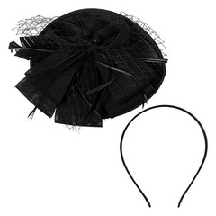 Women’s Elegant Veil Feather Fascinator Mini Top Hat Vintage Tea Party Headpiece