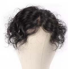 Fashion 4″x4″Lace Cap Wavy Curl 100% Human Hair Topper for Women Clip in,6″~10″