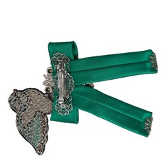 DOLCE & GABBANA Hair Clip Green Satin Bird Crystal Women Accessory RRP 2000usd