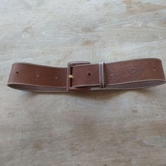 PAULE KA Brown Leather Wide Belt with Stylish Buckle – 100cm
