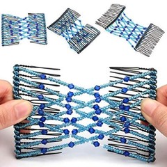 6 Pieces Magic Hair Comb Elastic Beaded Hair Clips Women Stretchy Bride Doubl…