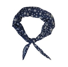 Shein Blue Bandana White Daisies Women Teen Floral Hippie Y2K Festive Boho Party