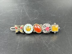 New! LUCKY BRAND! Floral Flowers Barrette Hair Pin Clip Silver Color Butterfly