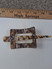 Tortoise Shell Rectangular Plastic Barrette Hair Clip Brown Black Tan
