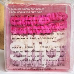 6 Slip Silk Skinny Scrunchies in bright pink/light pink & white (Pack of 1) NIB