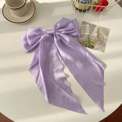 Solid Color Satin Ribbon Big Bows Hairpin Spring Clips Hair Accessories for Wome
