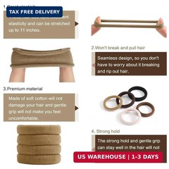 SYGY Hair Tie, 100PCS Hair Ties for Thick Thin Hair, Seamless Cotton Hair Bands,