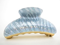 Art deco blue and multi color glitter sparkle hair claw clip for thick hair