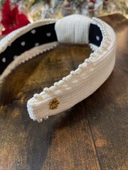 Designer Lele Sadoughi Festive IVORY PEARL Velvet Headband