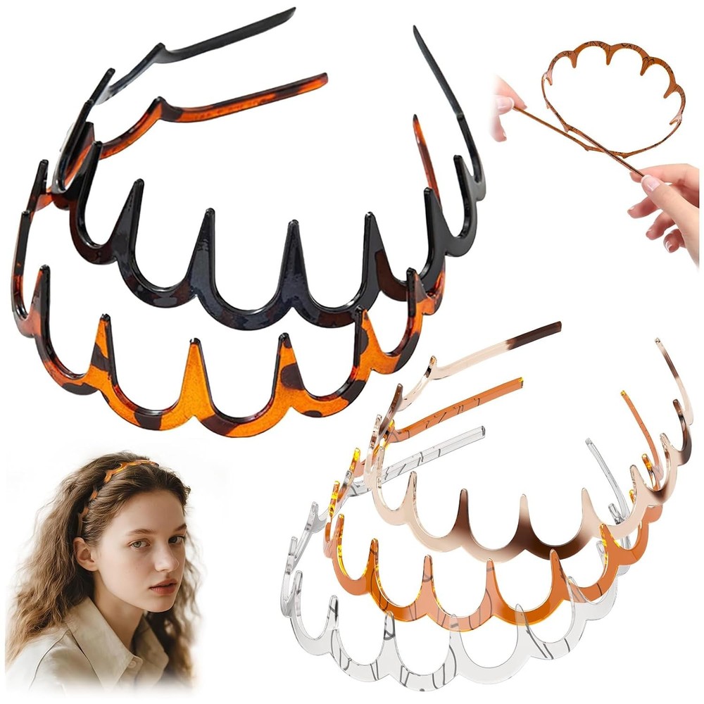 5Pcs U Shape Fashion Tooth Hair Comb Headband, High Cranium Head Bands for