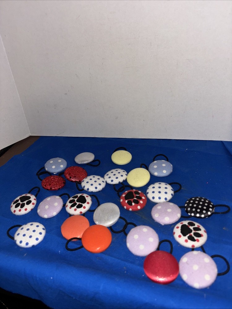 24 Assorted Big Button Ponytail Girls Hair Buttons